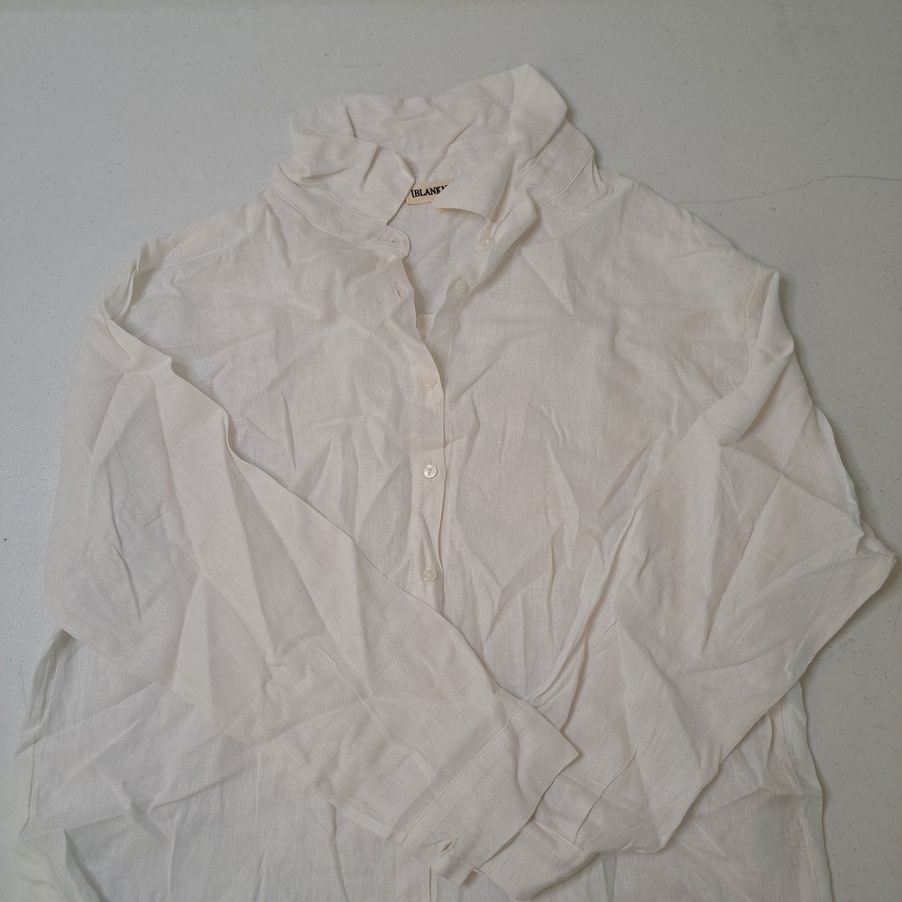 [BLANKNYC]‎ Button Down Shirt Womens Medium White Linen Blend 1452-238